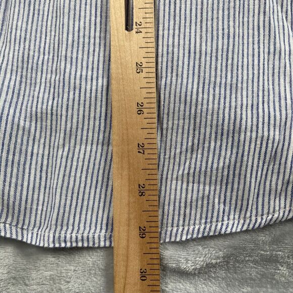 Rolla's Shirt Womens 10 Medium Blue Striped Slouchy Relaxed Button Down Cotton - Picture 8 of 16